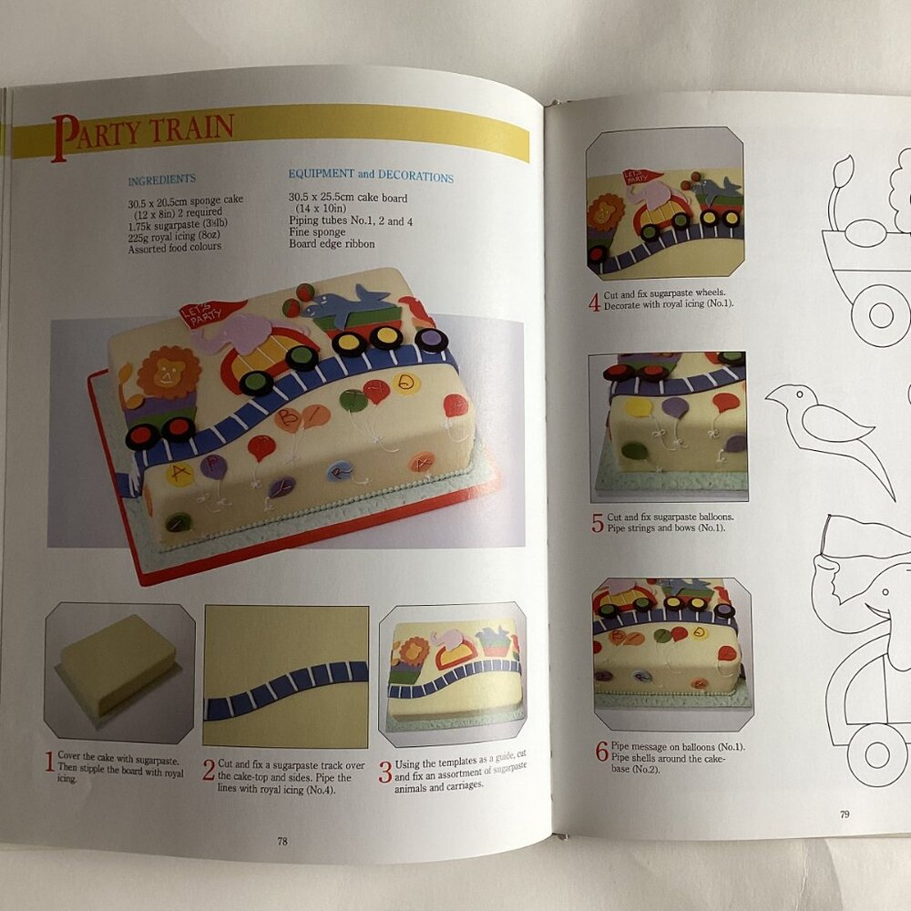 Vintage Children's Birthday Cakes Cookbook by Mary Ford Step-by-Step Hardcover - Picture 13 of 15